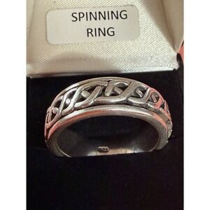 Hamilton & Young Scotland SS925 Celtic Spinning Ring Sz14 Edinburgh Hallmark Box